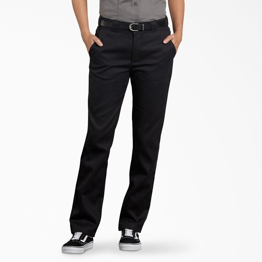 8 Regular | Black | Dickies Women's Work Pants | 776F Flex | Straight Leg